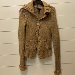 Abercrombie knit tan button up sweater size small